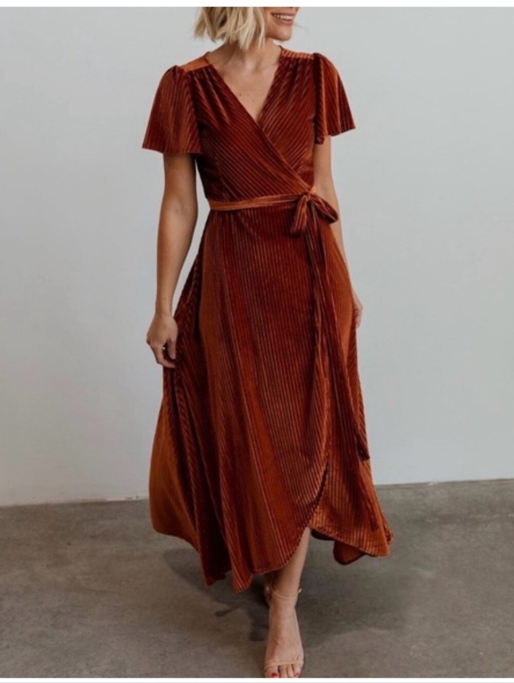 NWT Baltic Born Andi Copper Velvet Ribbed Wrap Dress XL
